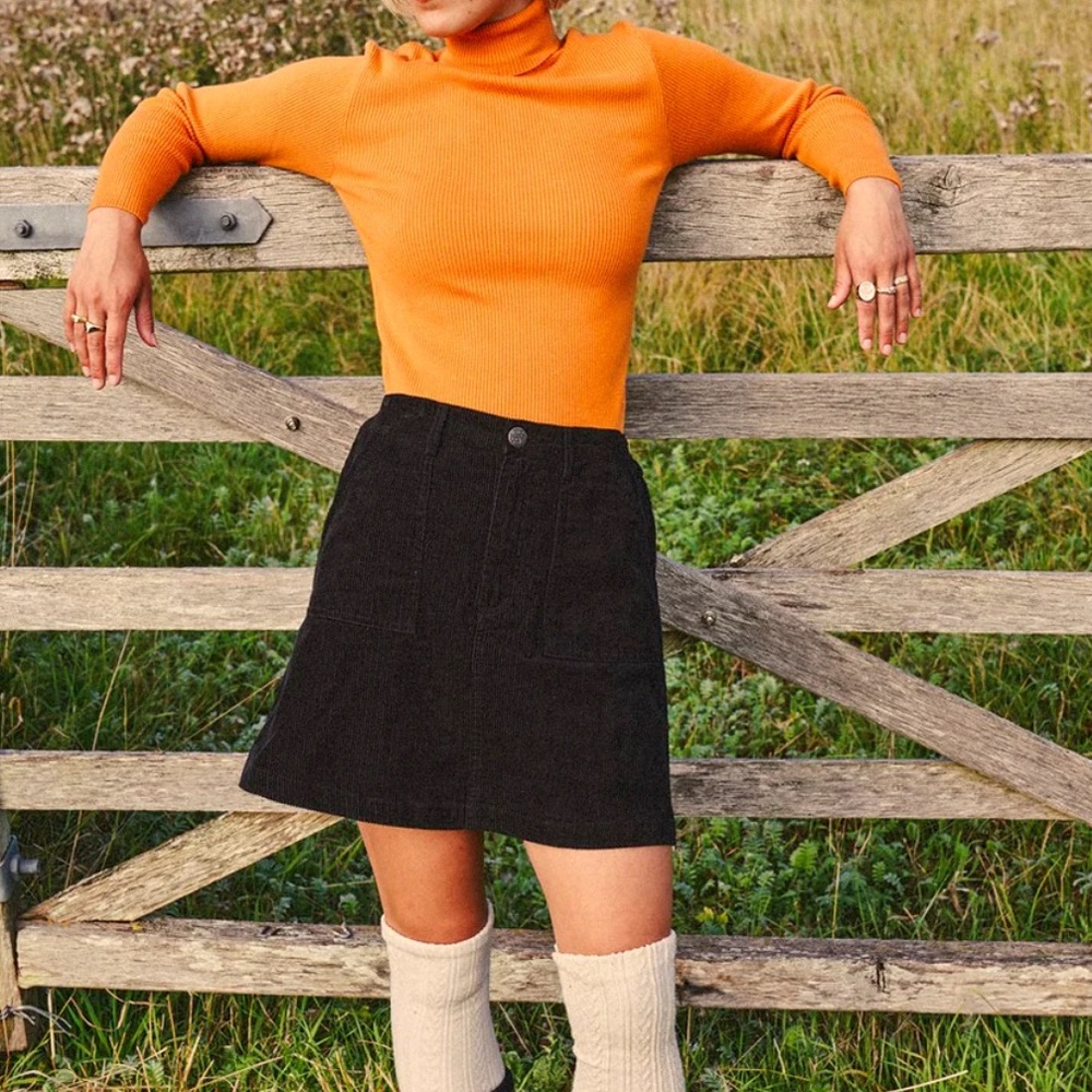 EUC Lucy & Yak Blair Skirt: ORGANIC CORDUROY - Black